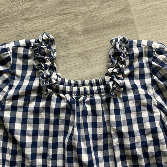 J.Crew Crewcuts Girls Navy gingham long sleeve size 4-5 - Picture 4 of 4